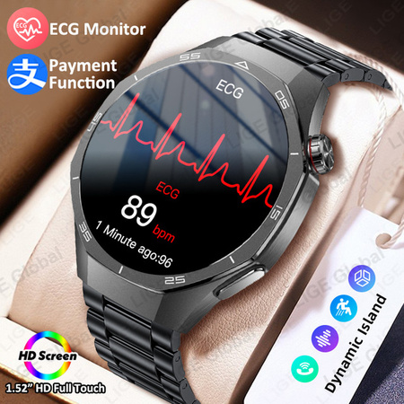 LIGE Smartwatch, Schwarz, Silikon, Unisex