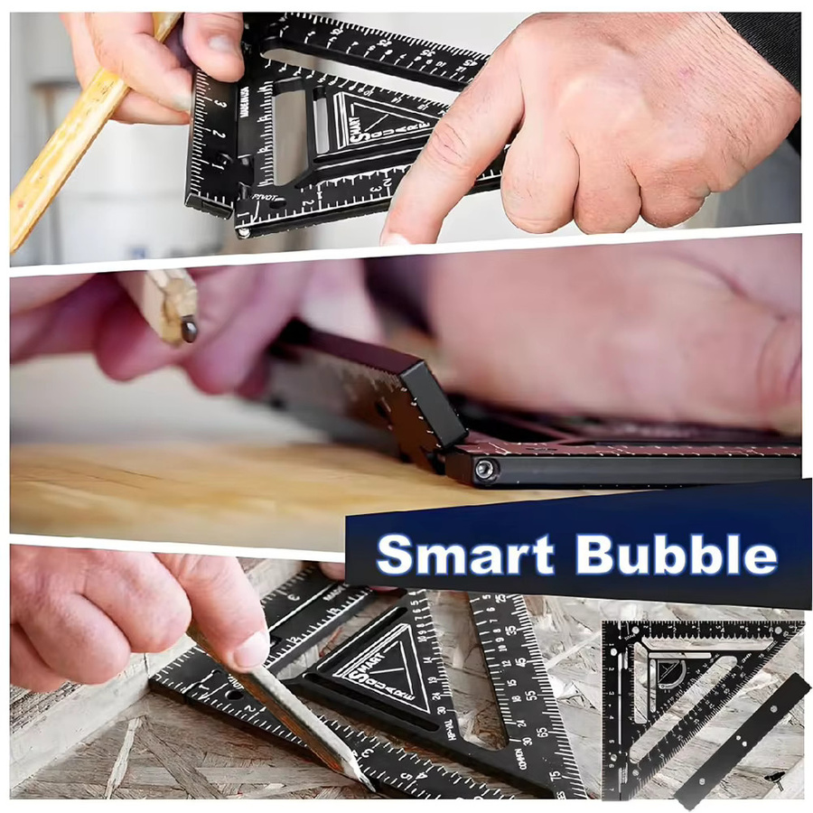 Smart-Squares Verstellbares Dachsparrengestell aus Aluminiumlegierung mit Wasserwaage in Rot-Schwarz für präzise Markierungen und Layouts - Bild 2