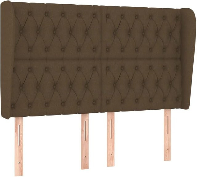 vidaXL Kopfteil mit Ohren in Dunkelbraun, gepolstertes Stoff-Kopfteil für das Schlafzimmer, B/T/H: 163 x 23 x 118 cm - Bild 1