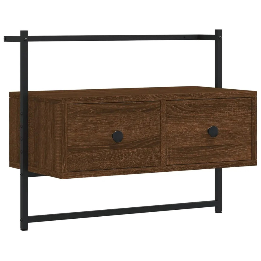 vidaXL TV-Wandschrank in Braun aus Holzwerkstoff und Metall, klassisches Design, B/T/H: 60,5 x 30,0 x 51,0 cm - Bild 2