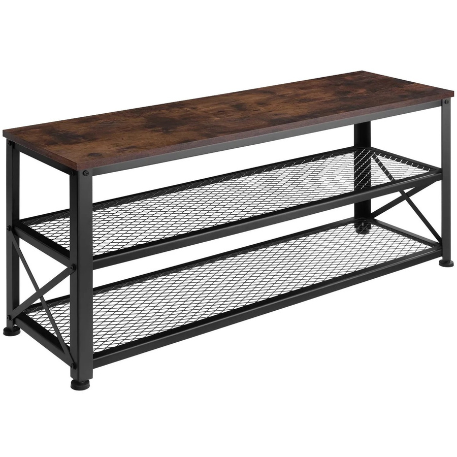 tectake Schuhregal Industrial Style in Braun mit Holzoptik, B/T/H: 101 x 30,5 x 45,5 cm - Bild 3
