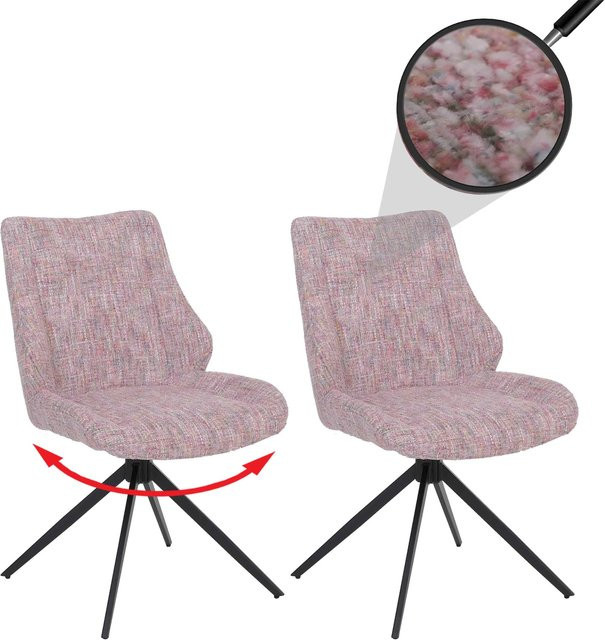 2er-Set Esszimmerstühle MCW-O48 in Rosa mit drehbarer Auto-Return Funktion und Chenille-Stoff - Bild 1
