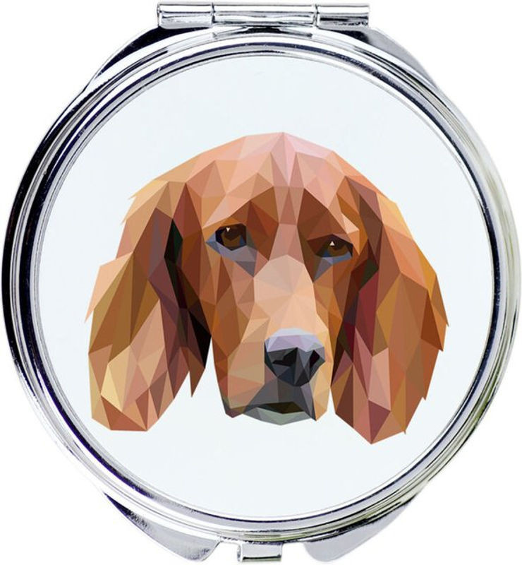 Art-dog Rund Spiegel mit English Setter Laverack Foto und geometrischer Aufschrift aus Metall in Mehrfarbig - Bild 1