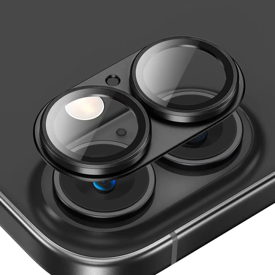 2-3er Set Kamera-Displayschutz aus gehärtetem Glas und Metall in Grau für iPhone 16 Pro Max, 15 Plus und 14 - Bild 2