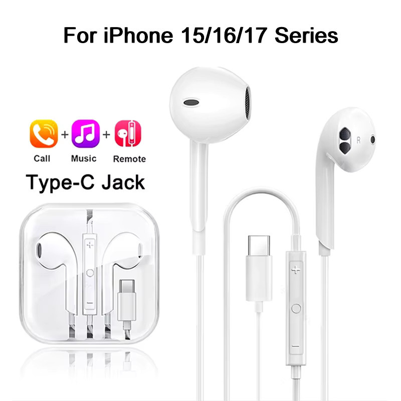 USB-C In-Ear Kopfhörer für iPhone, iPad und Laptop in Weiß mit 3,5mm Jack Anschluss kompatibel - Bild 2