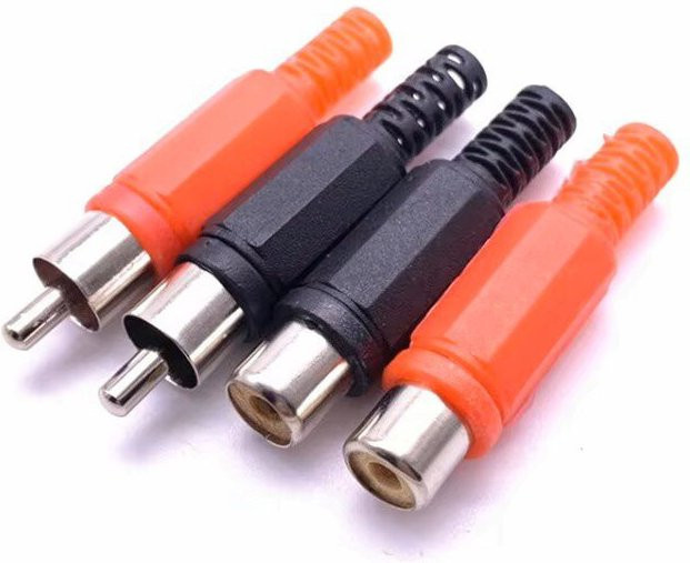 10er Set RCA Cinch Stecker zum Schweißen, Lotus Stecker für Audio und Video, 5x Rot und 5x Schwarz - Bild 1