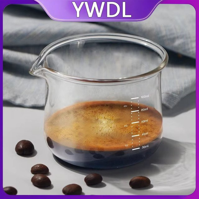 YWDL Espresso-Messbecher aus Glas mit Skala, transparent, 100 ml - Bild 1
