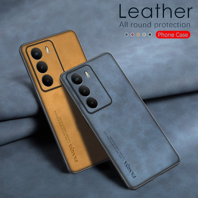 Lammfell Leder Schutzhülle für Realme C71 und C67 in Grau - Bild 1