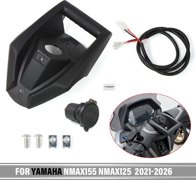 Motorrad-Navigations-GPS-Telefonhalterung mit kabellosem USB-Ladeanschluss für Yamaha N-MAX NMAX155 NMAX125 (2021-2026) in Schwarz - Bild 1