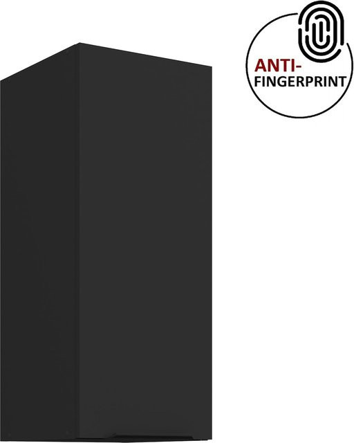 Küchen Hängeschrank ARIA Schwarz matt mit Einlegeböden und Anti-Fingerprint-Beschichtung, Breite: 30 cm, Höhe: 72 cm, Tiefe: 30 cm - Bild 1