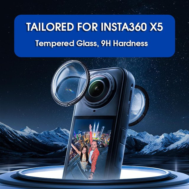 Insta360 X5 Objektivschutz aus gehärtetem Glas mit Antireflexbeschichtung in Transparent, weitwinkelkompatibles Zubehör für deine Actioncam - Bild 1