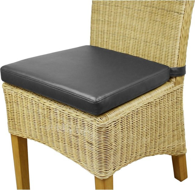 Sedex Sitzpolster Larissa aus Kunstleder in Schwarz für Rattan- und Loomstühle - Bild 1