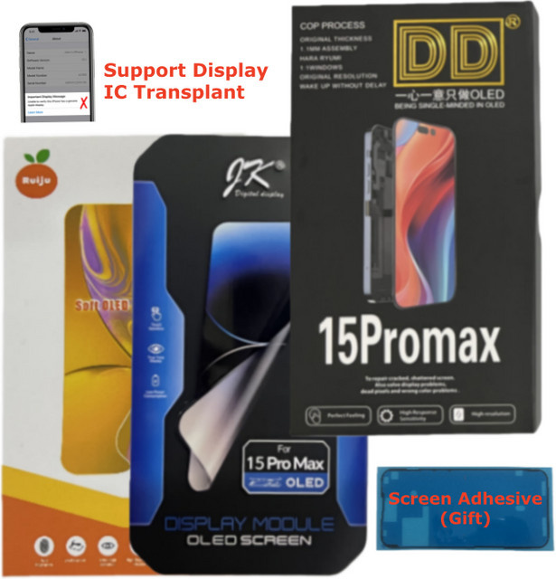 DALESIMEI Ersatzdisplay für iPhone 15 Pro Max mit 3D Touch Digitizer und OLED Incell LCD in Schwarz - Bild 1