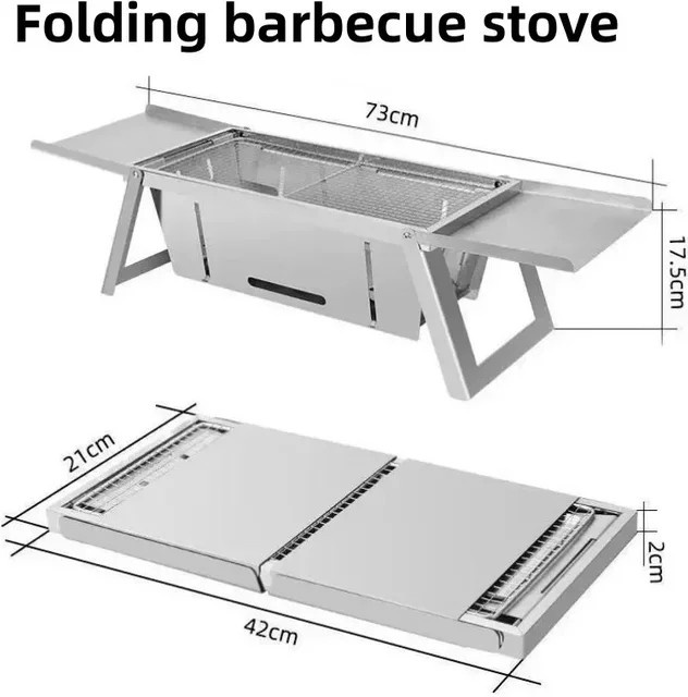 DUTRIEUX Klappbarer Holzkohlegrill aus Edelstahl in Silber für den Außenbereich - Bild 1