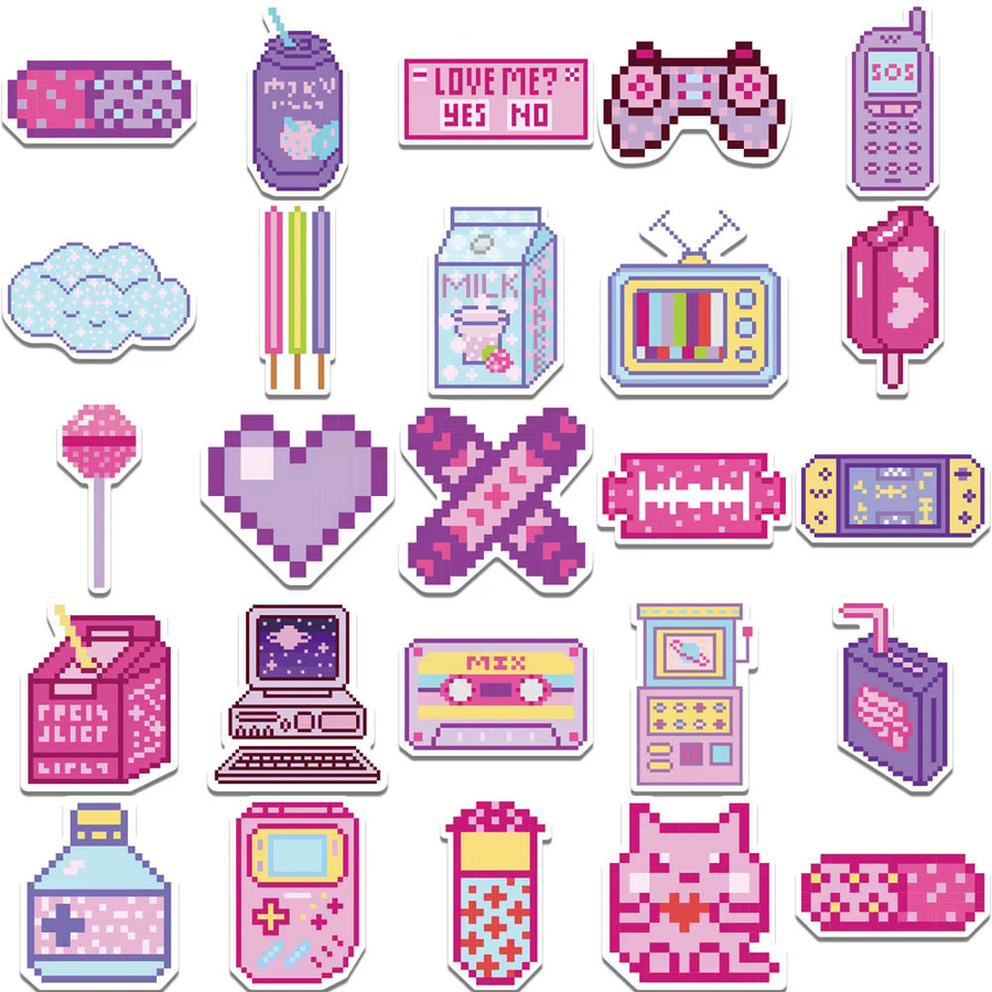 INS Pixel-Art-Aufkleber, Nachfüllpack, 50-teiliges Set, Bunt / Mehrfarbig - Bild 3