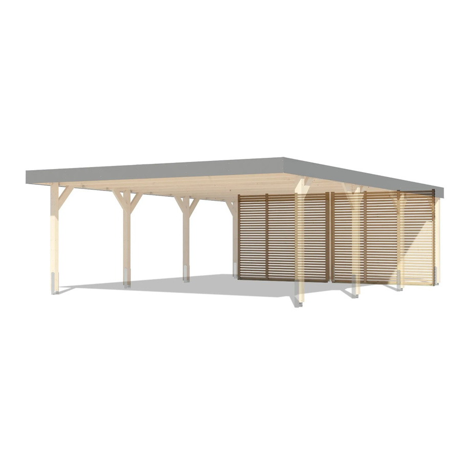 Karibu Rückwand für Doppel-Carport aus Leimholz in Braun, B/H: 528 x 210 cm - Bild 2