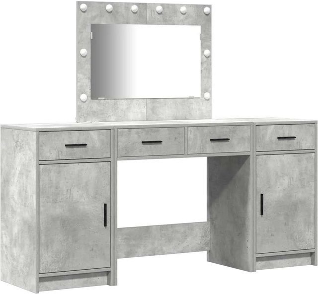 vidaXL Schminktisch 3-teilig in Grau mit Tür und modernem Design aus Holzwerkstoff, B/T/H: 40 x 41 x 75 cm - Bild 1