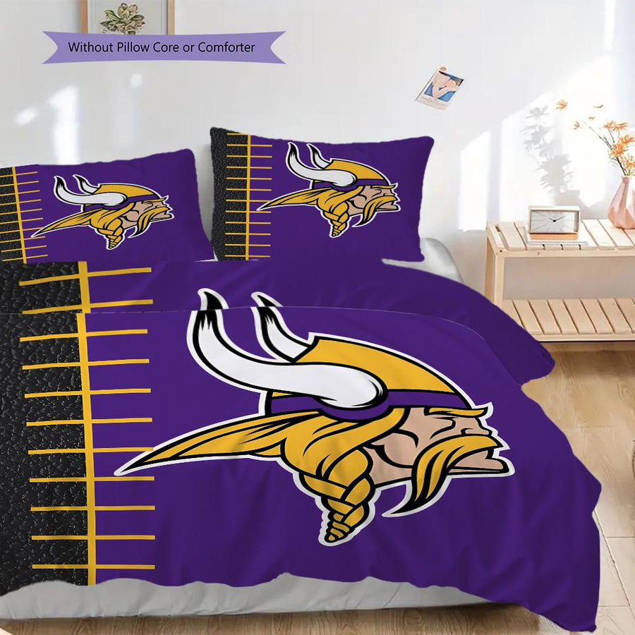 Manus Home Minnesota Vikings Bettwäsche Set mit Bettbezug und 2 Kissenbezügen, Multicolor, B/H: 200 x 200 cm - Bild 4