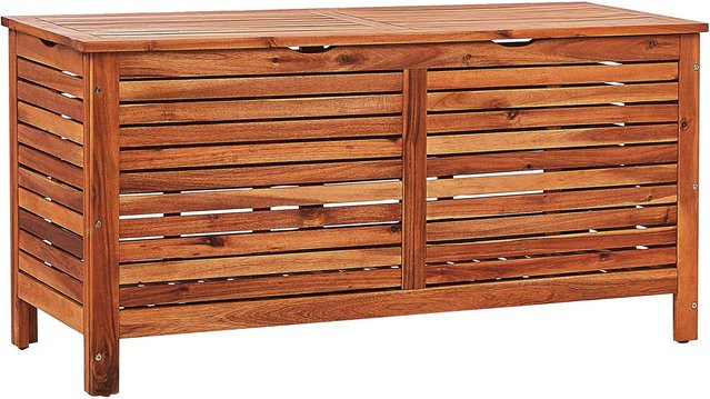 Beliani Truhe RIVIERA aus Akazienholz in Dunkelbraun B/H/T: 130 x 48 x 64 cm - Bild 1