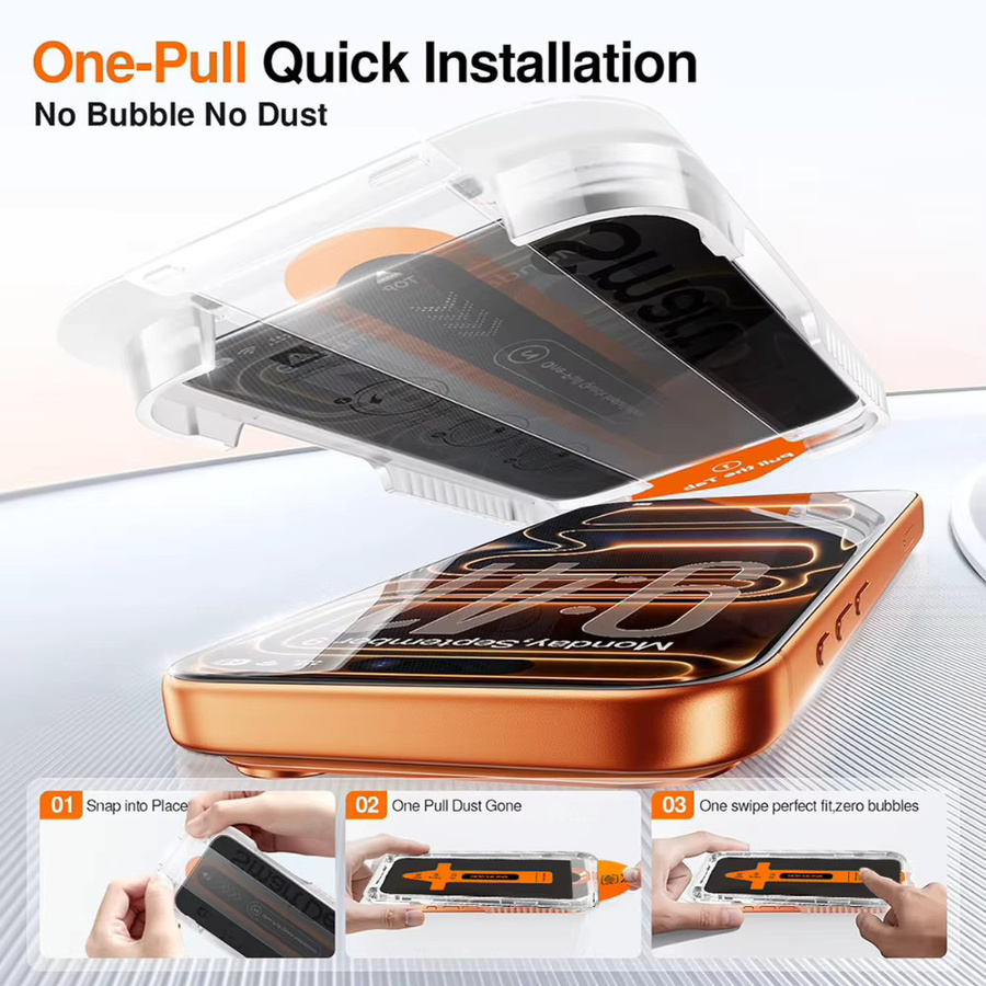 NNBILI 2er-Pack Blickschutzfolie für iPhone 17 Pro Max 17 Pro 17 16 15 14 13 12 11 Pro Max Air Serie mit Ein-Klick-Installation, transparent - Bild 5