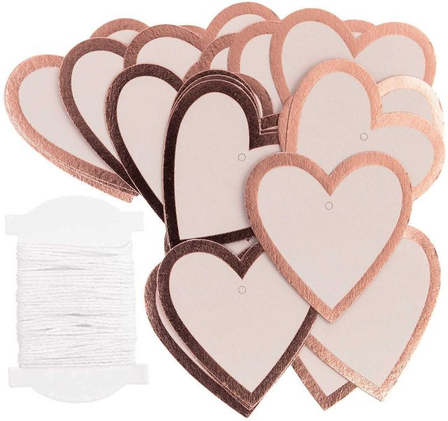 Rico Design Paper Poetry Papieranhänger Herzen in Puder-Roségold und Weiß, 24 Stück - Bild 1