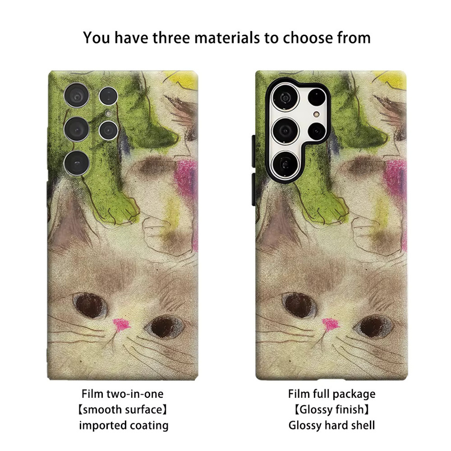 Stoßfeste Pop-Art Katzen Handyhülle für Samsung Galaxy S25 Ultra, S24 und S23 Ultra Plus in Multicolour mit robuster Doppelschicht-Rückabdeckung - Bild 2