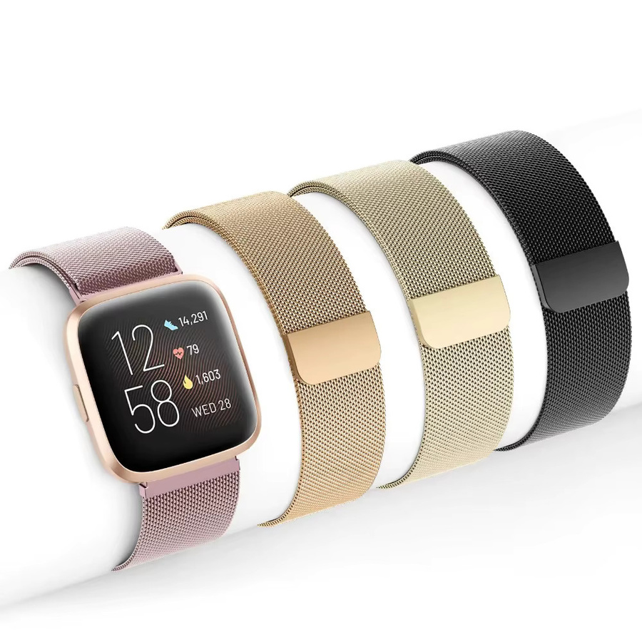Fitbit Uhrenarmband Milanaise, Edelstahl, Schwarz, Unisex - Bild 3