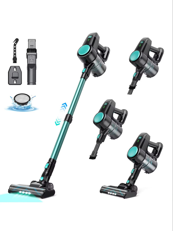 Vastorm 6-in-1 Kabelloser Handstaubsauger in Grün mit LED-Bürste, ideal für Tierhaare auf Hartböden und Teppichen - Bild 6