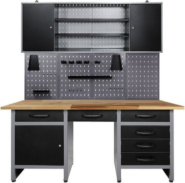 Ondis24 Werkstatt-Set Harry aus Metall und Buchenholz in Anthrazit und Grau, B/T/H: 60 x 85 x 60 cm - Bild 1