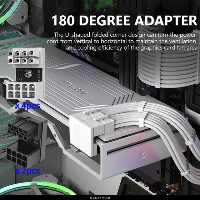 VODOOL 8-Pin auf 8-Pin Adapter für Desktop-Grafikkarten in Weiß - Bild 1