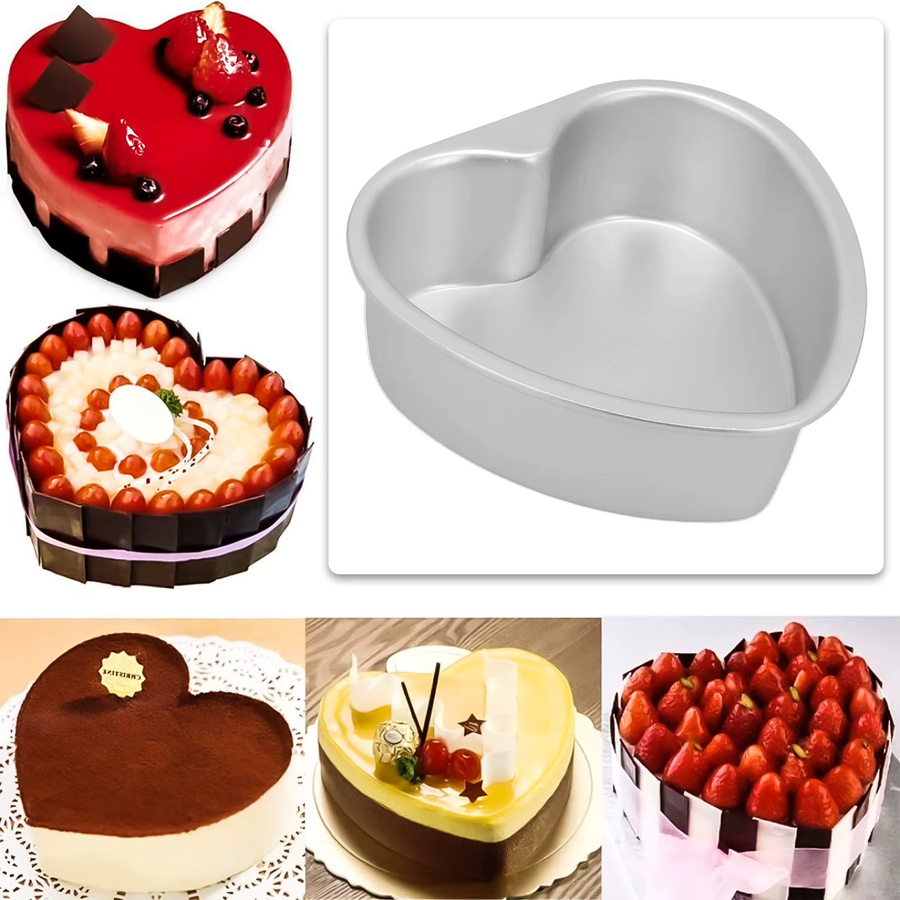 LEENKEA Herzförmige Kuchenform aus Aluminium, Antihaftbeschichtet, Silber - Bild 2