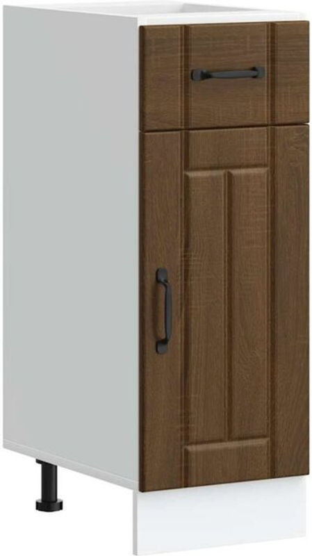 Küchenunterschrank Lucca von Vidaxl in Braun Eichen-Optik aus Holzwerkstoff mit Drehtüren im Landhausstil, B: 81,5 cm, H: 46 cm, T: 30 cm - Bild 1