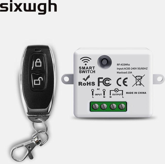 SIXWGH Drahtlose RF Fernbedienung Schalter Set 433 MHz Mini Controller für Wand Lichtschalter in Weiß - Bild 1