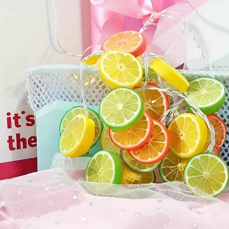 Bunte Zitronen-LED-Lichterkette für Innenräume und Partys, USB-betrieben und batteriebetrieben, Vorhang-Dekoration in Multicolor - Bild 3