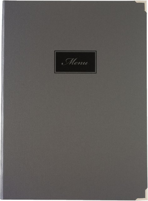 VEGA Speisekarte Oscar mit Prägung MENU in Grau, DIN A5, B: 18,7 cm, H: 24,8 cm, 6 Seiten - Bild 1