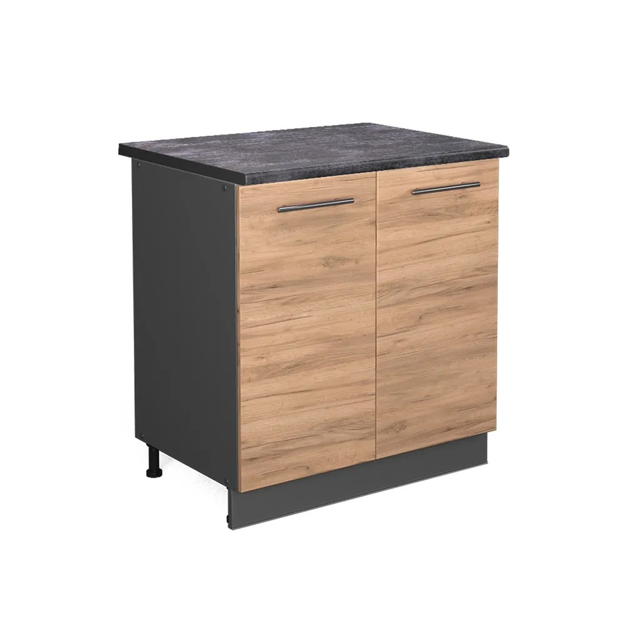 Vicco Spülenunterschrank Fame-Line Goldkraft Eiche/Anthrazit mit Regal, B/T/H: 80 x 60 x 82 cm - Bild 2