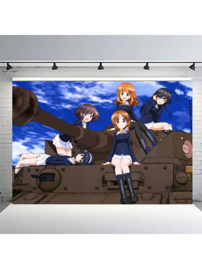 Mesuca Party Banner Japanische Anime Mädchen und Panzer Fotokulisse für Geburtstag und Fotostudio, Mehrfarbig, 70 x 70 cm - Bild 6