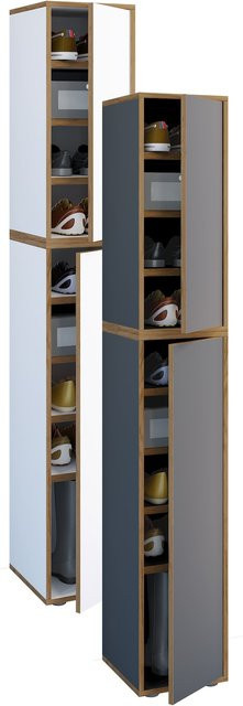 VCM Holz-Schuhschrank Salia Allzweckschrank mit 2 Drehtüren und Push-to-open-Funktion, B/T/H: 30 x 33 x 183 cm - Bild 1