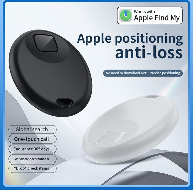 Apple Mini Bluetooth GPS Tracker für iOS mit Find My App, Anti-Verlust-Gerät in Schwarz für Schlüssel, Gepäck und Haustiere - Bild 1