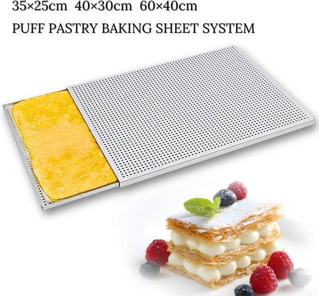 Perforierte Mille Feuille Backform aus Aluminium von HEXINGYUAN, rechteckig, Silber, Breite: 35,0 cm, Tiefe: 25,0 cm - Bild 1