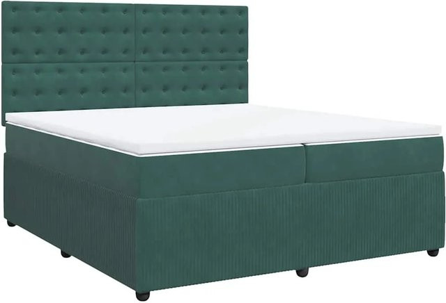 vidaXL Boxspringbett mit Matratze aus Samt in Dunkelgrün, B/T/H: 200 x 200 x 140,5 cm - Bild 1