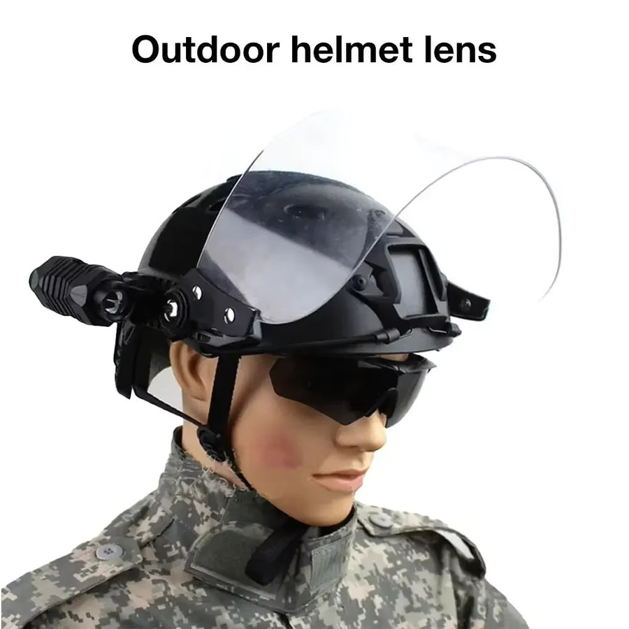 Taktische Helmbrille mit Antibeschlag-Schutz und Riot CS Funktion in Schwarz mit klarem Glas - Bild 3