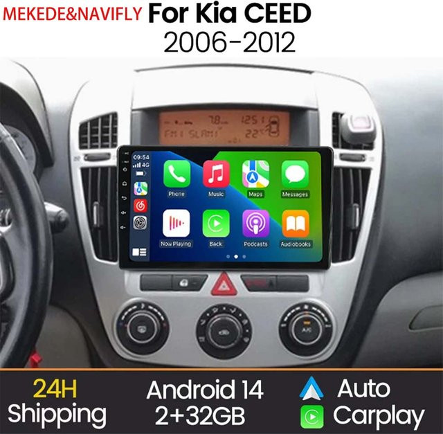 MEKEDE 9-Zoll Autoradio mit GPS, kabellosem CarPlay und Android Auto für KIA CEED Cee'd 2006–2012, Schwarz - Bild 1