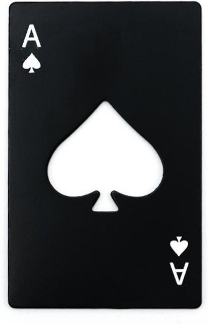 MTMA Flaschenöffner aus Edelstahl mit Pik A Pokerkarten Design in Schwarz - Bild 1