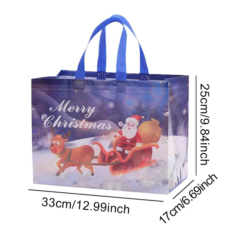 ZYF Weihnachtliche Geschenktaschen aus Vlies in Rot, 5er-Pack, B/T/H: 33 x 25 x 17 cm - Bild 6