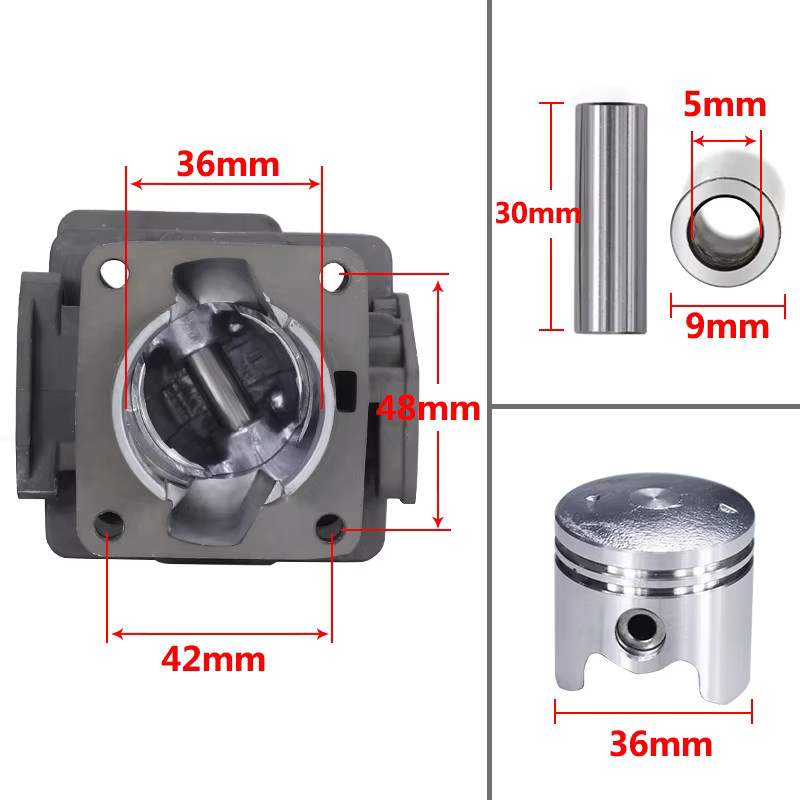 Xcan Zylinderkolben Satz 36mm für Mitsubishi Motoren E36F-2 TL33 CG330 TB33 TU33 Rasenmäher - Bild 2