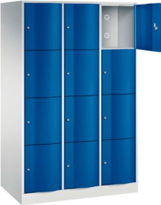 C+P Schließfachschrank Resisto mit 12 Fächern und 3 Abteilen, Stahl, Lichtgrau/Enzianblau, B/T/H: 114,8 x 64,0 x 195,0 cm - Bild 2