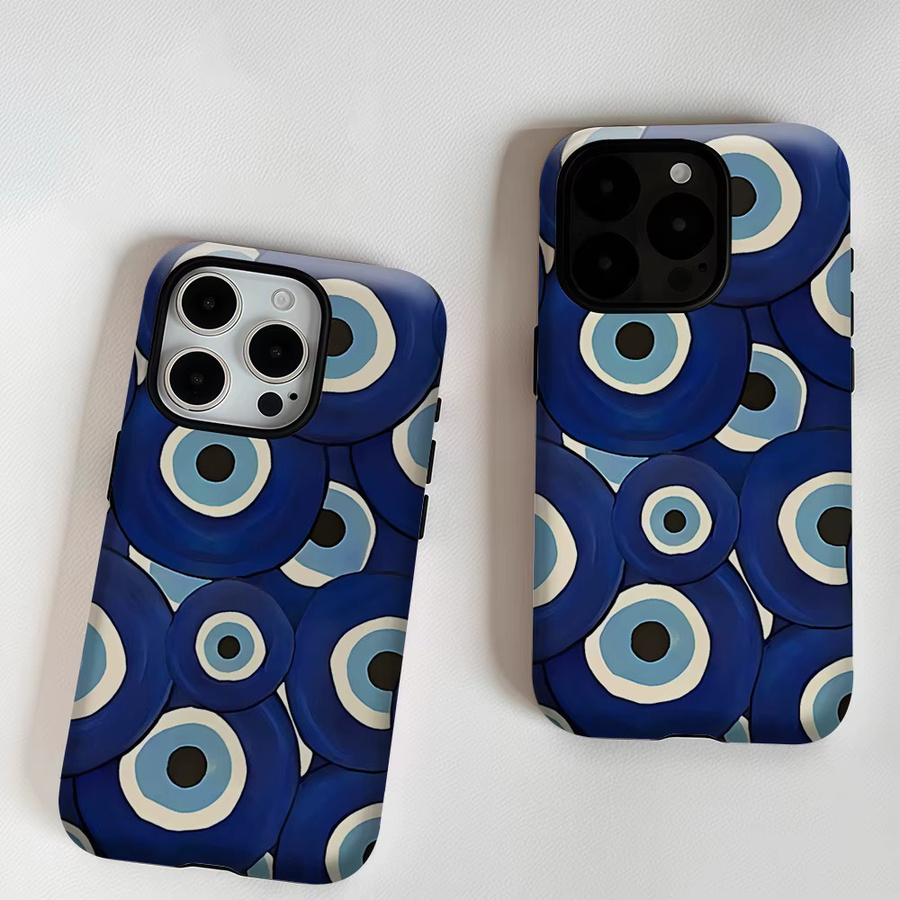 Evil Eye Handyhülle für iPhone 17 16 15 14 13 Pro Max Plus, magnetische Double-Layer Tough Case, Blau - Bild 6