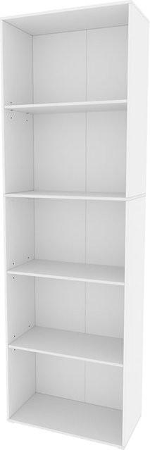 Vicco Bücherregal Bob, Weiß, Standregal mit 5 Fächern für Wohnzimmer und Büro, Höhe: 190 cm, Breite: 60 cm, Tiefe: 60 cm - Bild 1