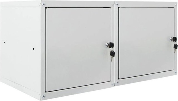 PROREGAL Schließfachwürfel Cubic XL Set aus Metall, 2 Stück, Grau, H x B x T: 45 x 45 x 45 cm
